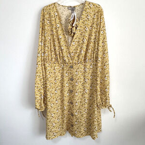 ASOS Ditsy Floral Dress 14 Mini Long Sleeve Spring‎ Summer Scrunchie Party NEW